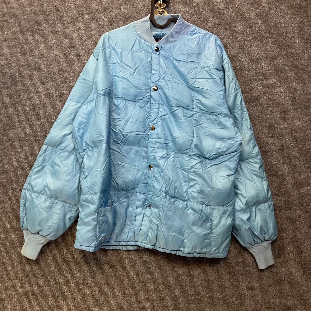 Vintage Walls Blizzard Pruf Puffer Jacket Blue Grid Ripstop Snaps Bomber Coat